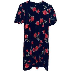Draper James RSVP Womens Shift Dress XS Floral Red Black Velvet Size Small